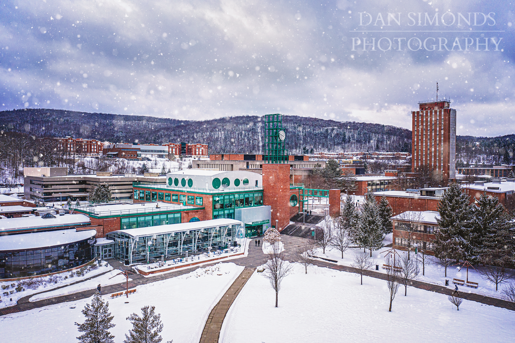 Binghamton University Winter Scene by Dan Simonds Canvas Print