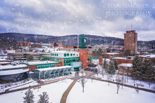 Load image into Gallery viewer, Binghamton University Winter Scene by Dan Simonds Framed Canvas Print
