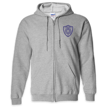 Load image into Gallery viewer, LEISURE WEAR- Hancock Fire Department Full Zip Hooded Sweatshirt (Blue Logo w/back)
