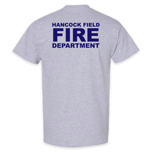 Load image into Gallery viewer, ON DUTY- Hancock Fire Department Short Sleeve T-Shirt (Blue Logo w/back)
