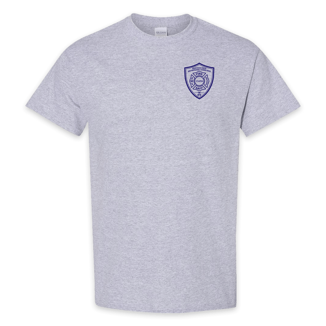 ON DUTY- Hancock Fire Department Short Sleeve T-Shirt (Blue Logo w/back)