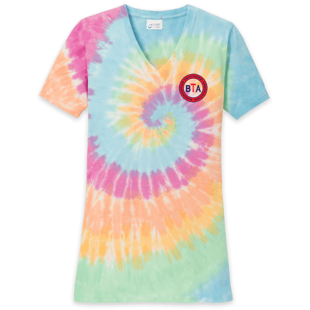 Binghamton Teachers' Association Rainbow V-Neck Tie Dye T-Shirt